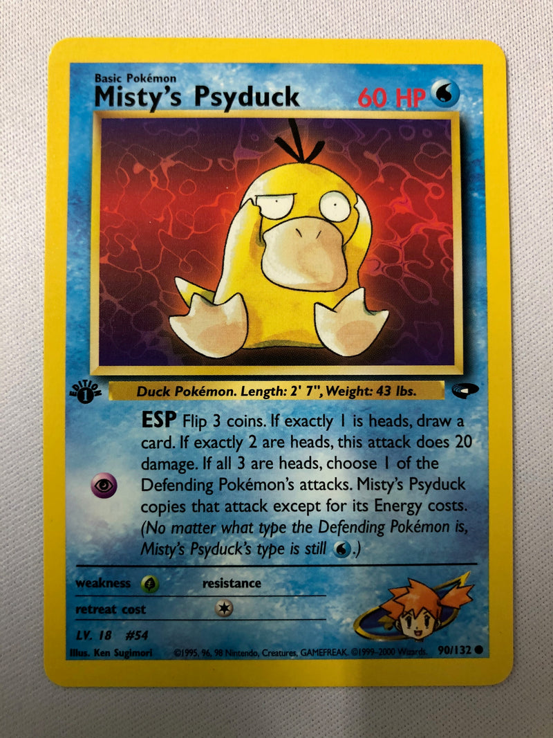 Misty’s Psyduck 90/132 Gym Challenge Uncommon 1st Edition Pokemon Card NM
