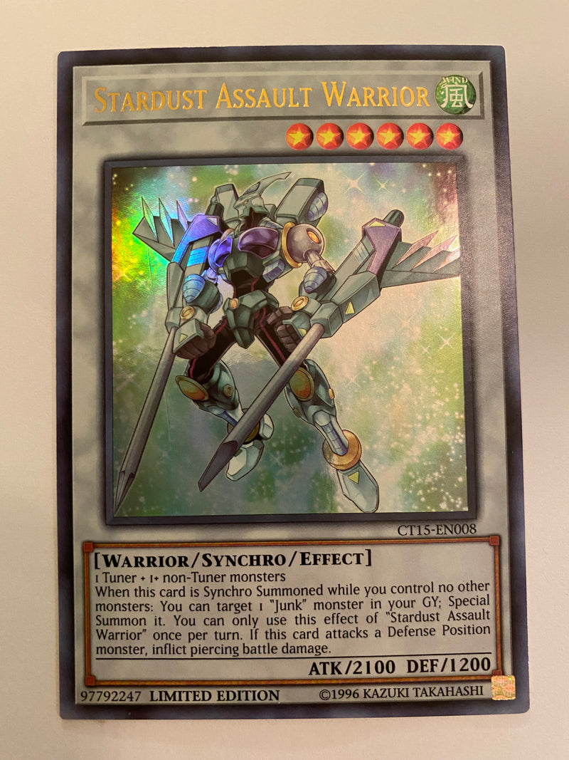 Yugioh Stardust Assault Warrior  CT15-EN008  Ultra Rare Limited Edition NM