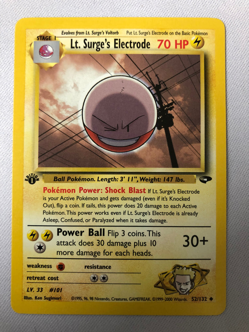 Lt. Surge's Electrode 52/132 1st Edition Uncommon Gym Challenge Pokemon Card NM