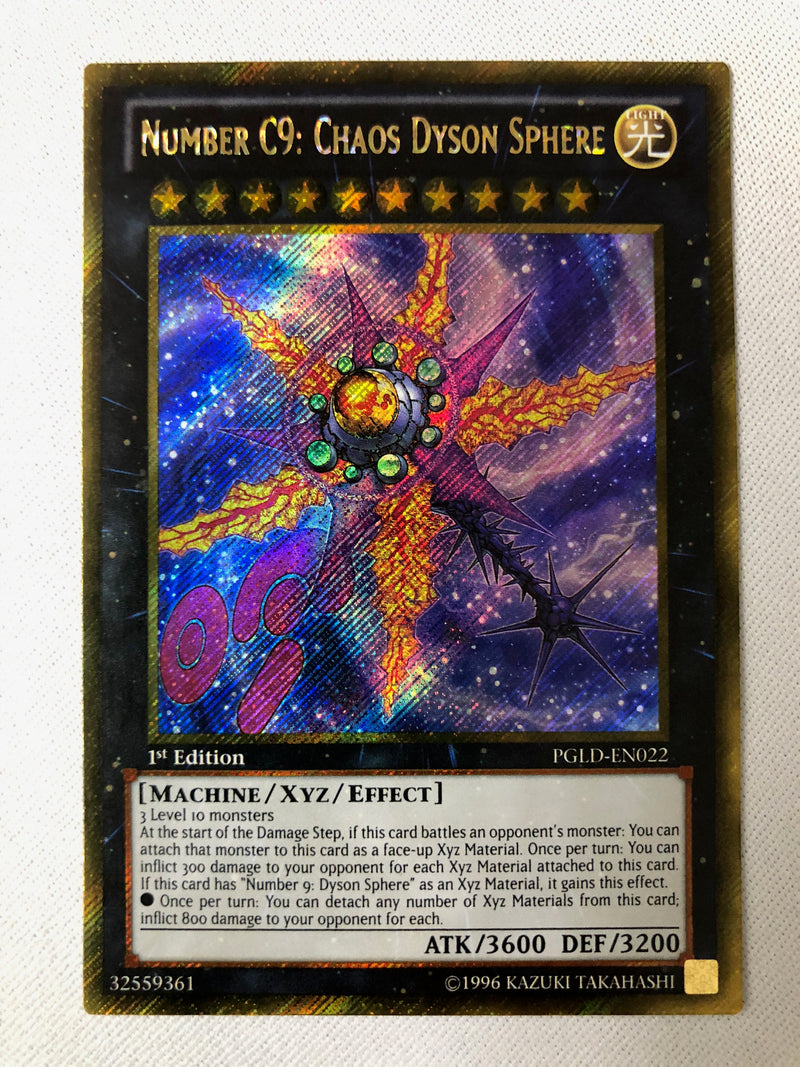 Yugioh Number C9: Chaos Dyson Sphere PGLD-EN022 1st Edition Gold Secret Rare NM