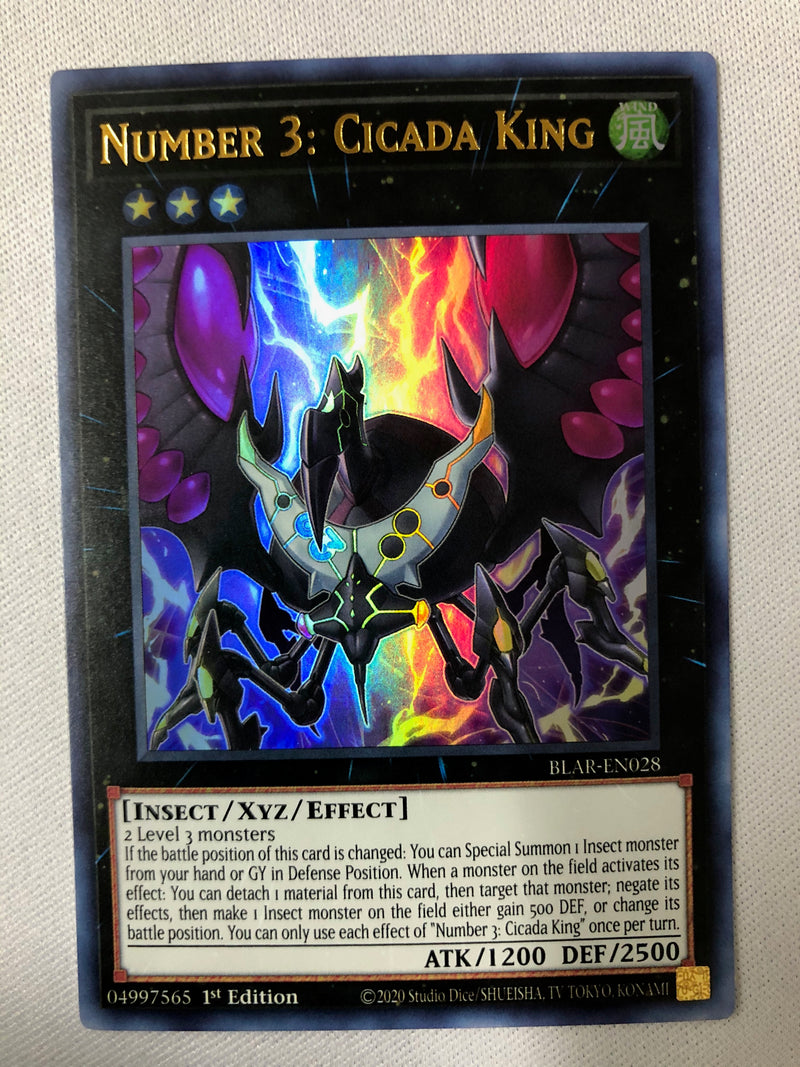 Yugioh Number 3: Cicada King BLAR-EN028 Ultra Rare 1st Edition Near Mint