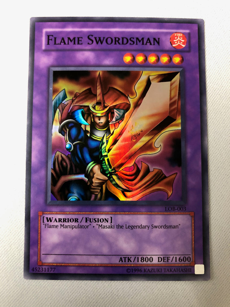 Yugioh Flame Swordsman LOB-003 Super Rare Unlimited Edition NM (25th Anniversary Edition) (LOB-EN)