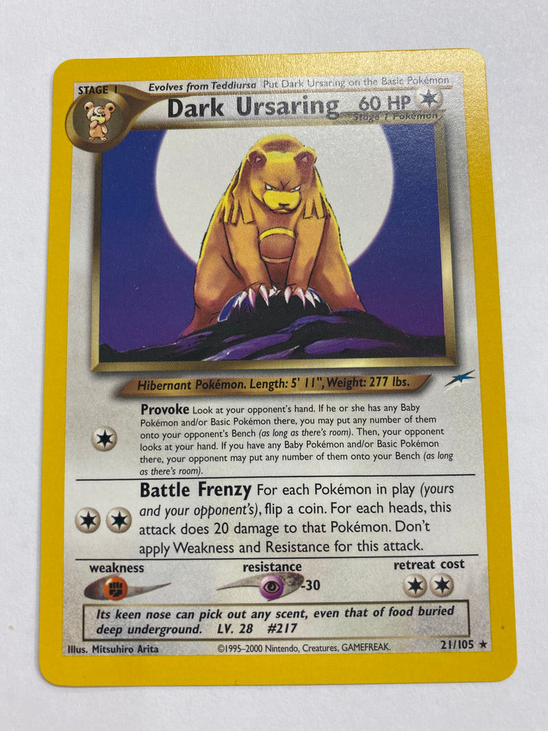 Dark Ursaring 21/105 Rare Unlimited Edition Pokemon Card NM Dark Ursaring 21/105 Rare Unlimited Edition Pokemon Card NM