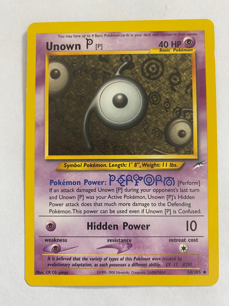 Unown 58/105 Common Unlimited Pokemon Card NM