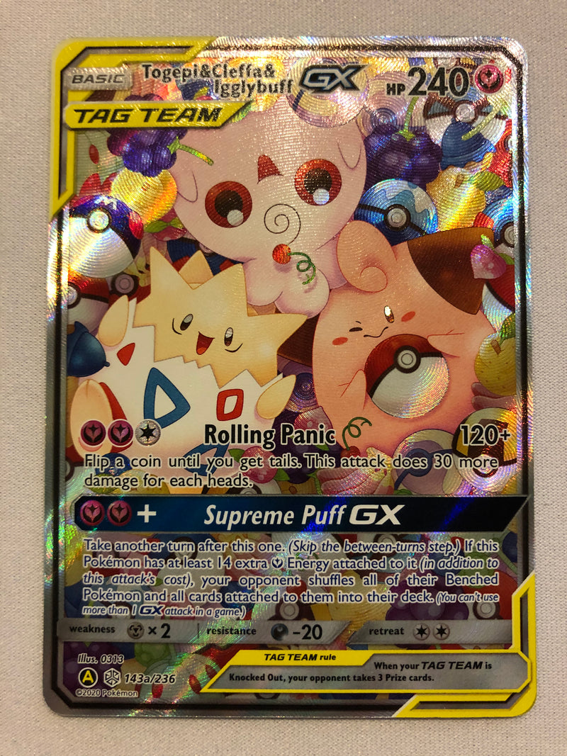 Togepi Cleffa Igglybuff GX 143a/236 Cosmic Eclipse Holo Rare Pokemon C Togepi Cleffa Igglybuff GX 143a/236 Cosmic Eclipse Holo Rare Pokemon C