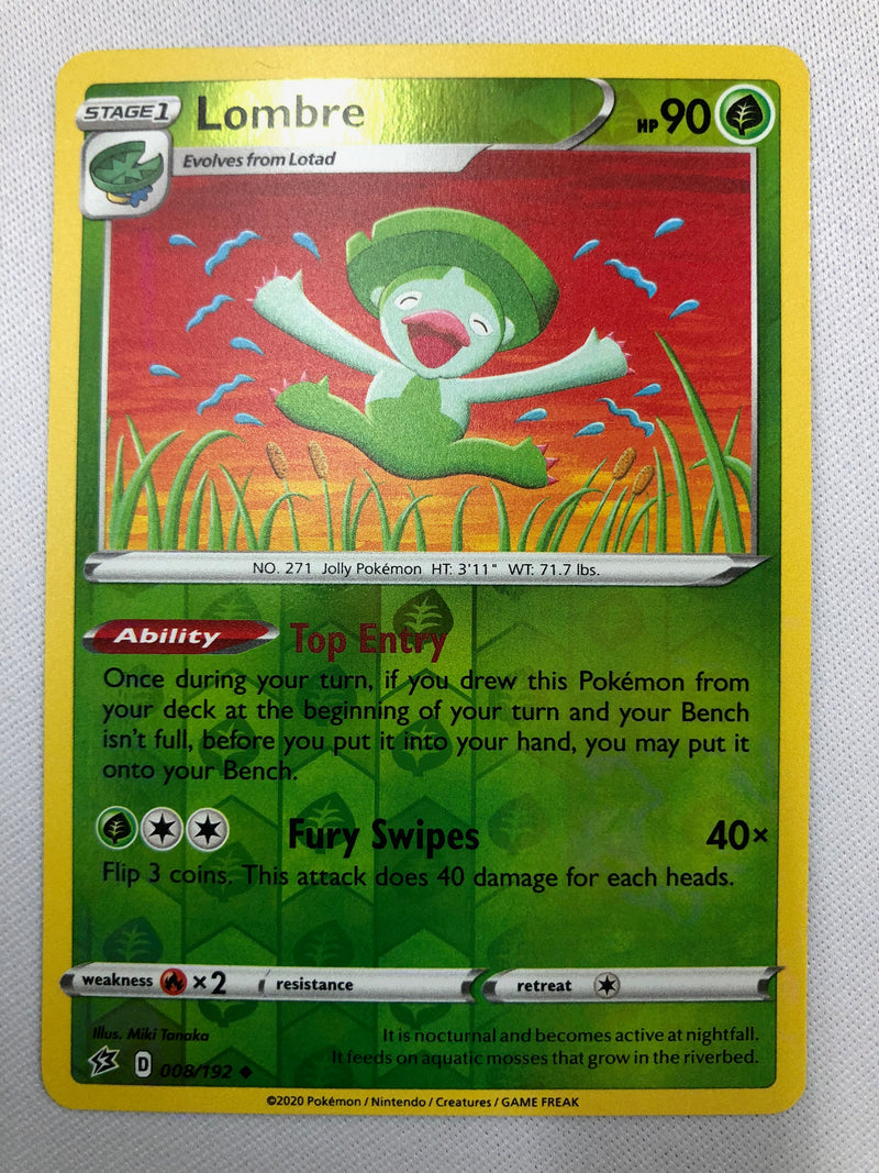 Lombre 008/192 Rebel Clash Reverse Holo Uncommon Pokemon Card NM