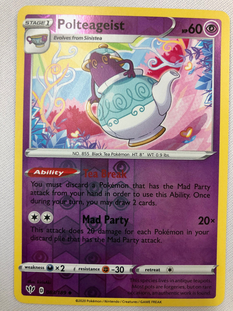 Polteageist 083/189 Sword and Shield: Darkness Ablaze Reverse Holo Uncommon Pokemon Card NM