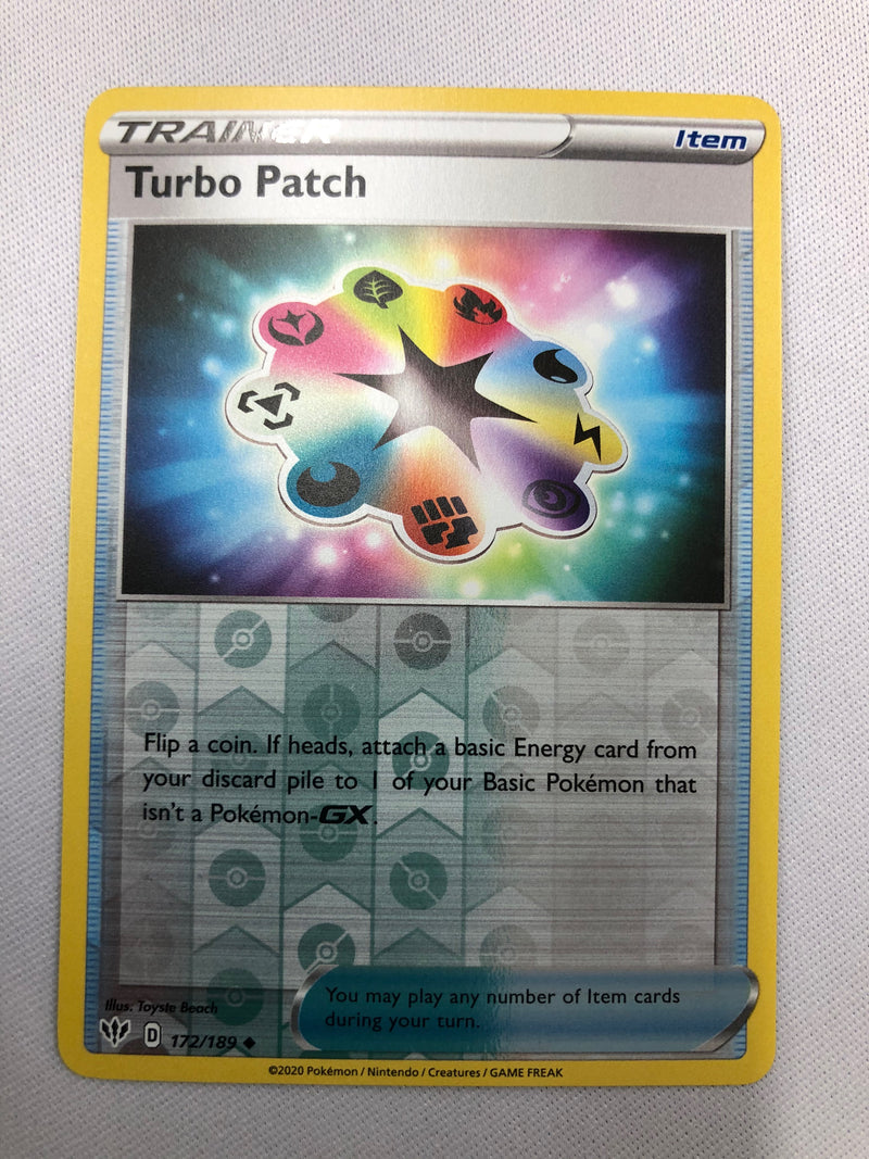 Turbo Patch 172/189 Sword and Shield: Darkness Ablaze Reverse Holo Uncommon Pokemon Card NM