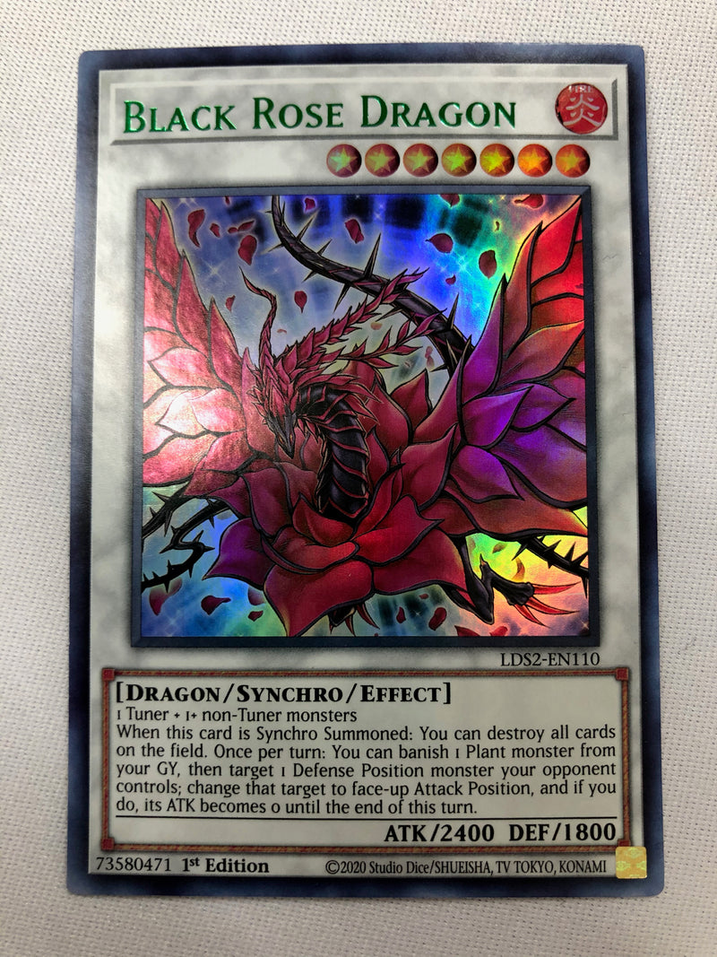Yugioh Black Rose Dragon LDS2-EN110 Green Ultra Rare 1st Edition Near Mint