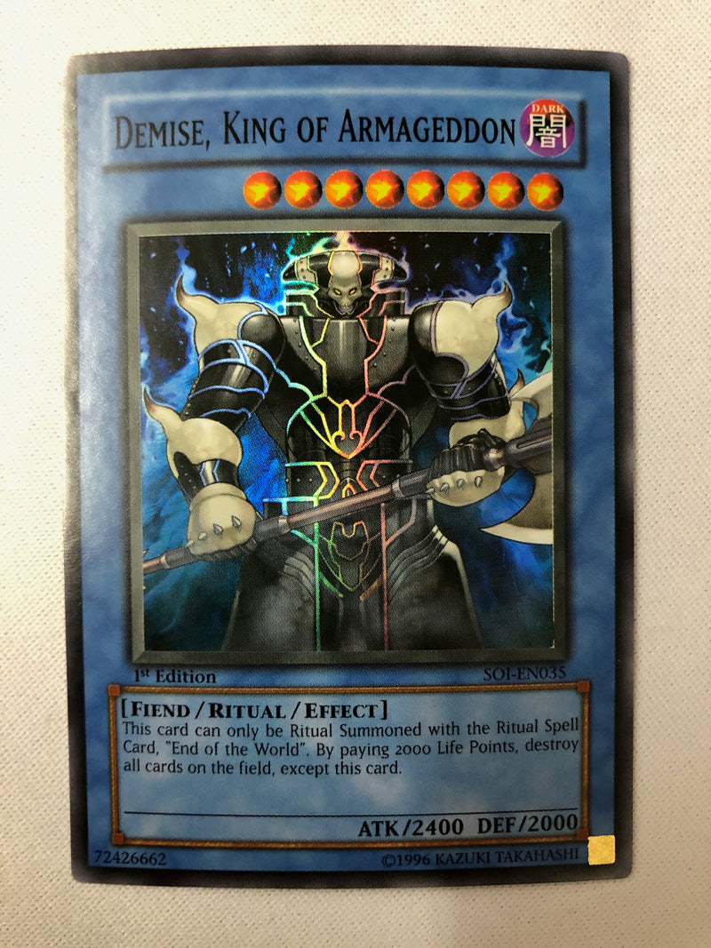 Yugioh Demise, King of Armageddon SOI-EN035 Super Rare 1st Edition Near Mint