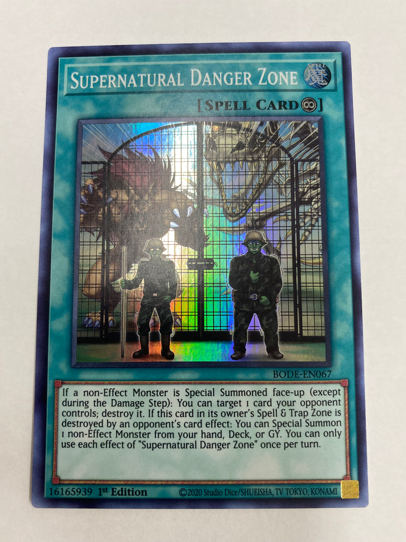 Yugioh Supernatural Danger Zone BODE-EN067 Super Rare 1st Edition Near Yugioh Supernatural Danger Zone BODE-EN067 Super Rare 1st Edition Near