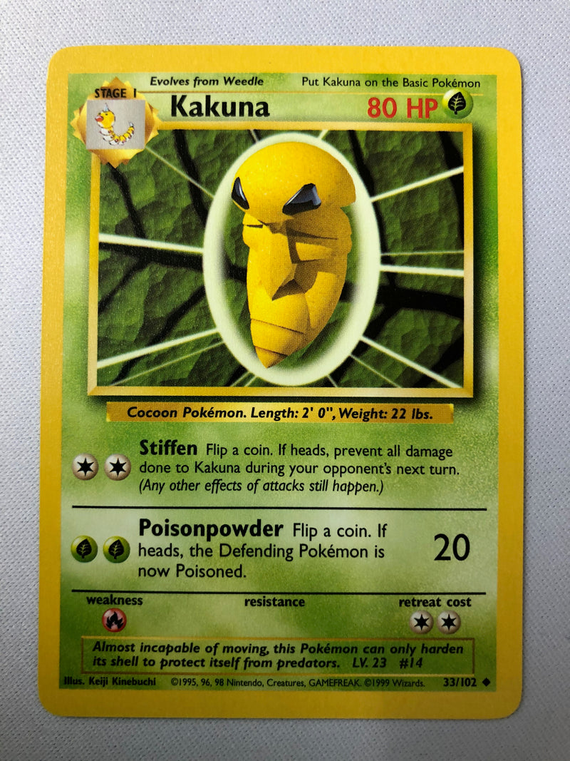 Kakuna 33/102 Base Set Uncommon Pokemon Card NM