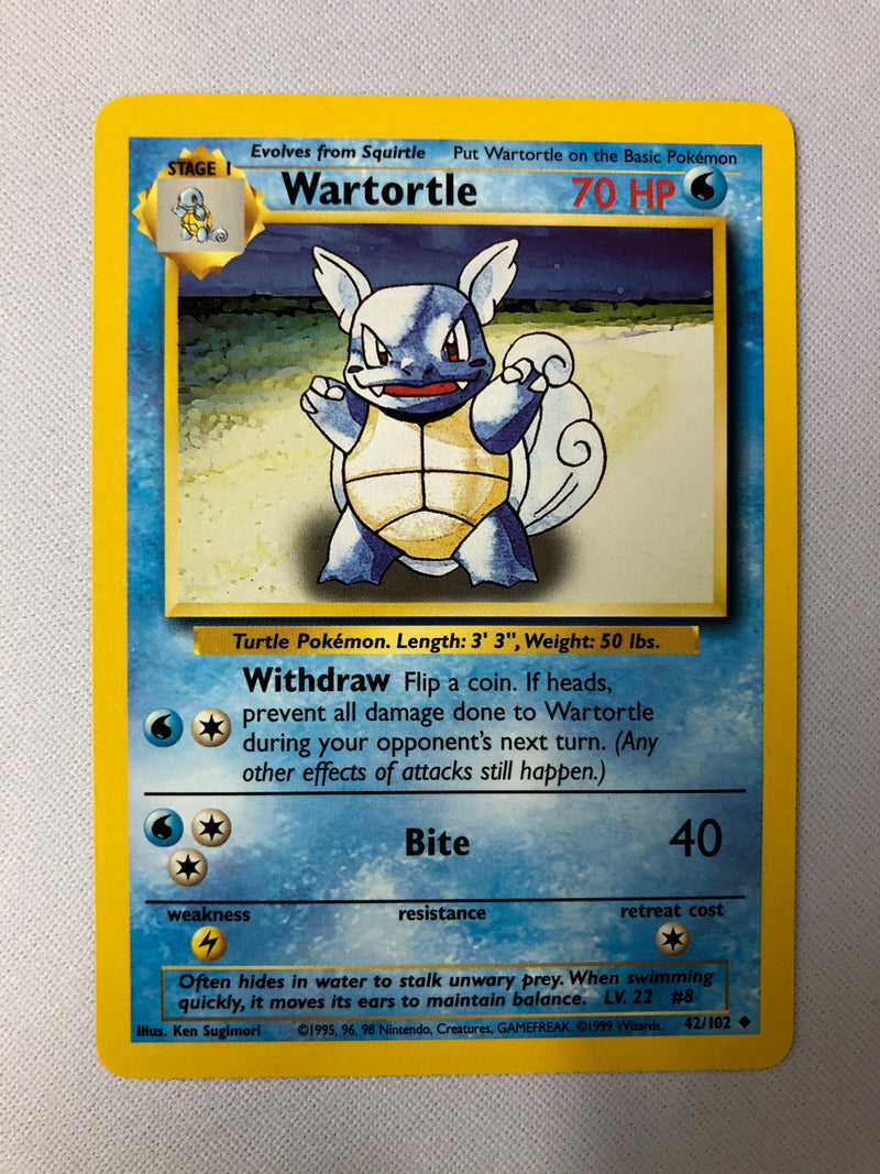 Wartortle 42/102 Base Set Uncommon Pokemon Card NM