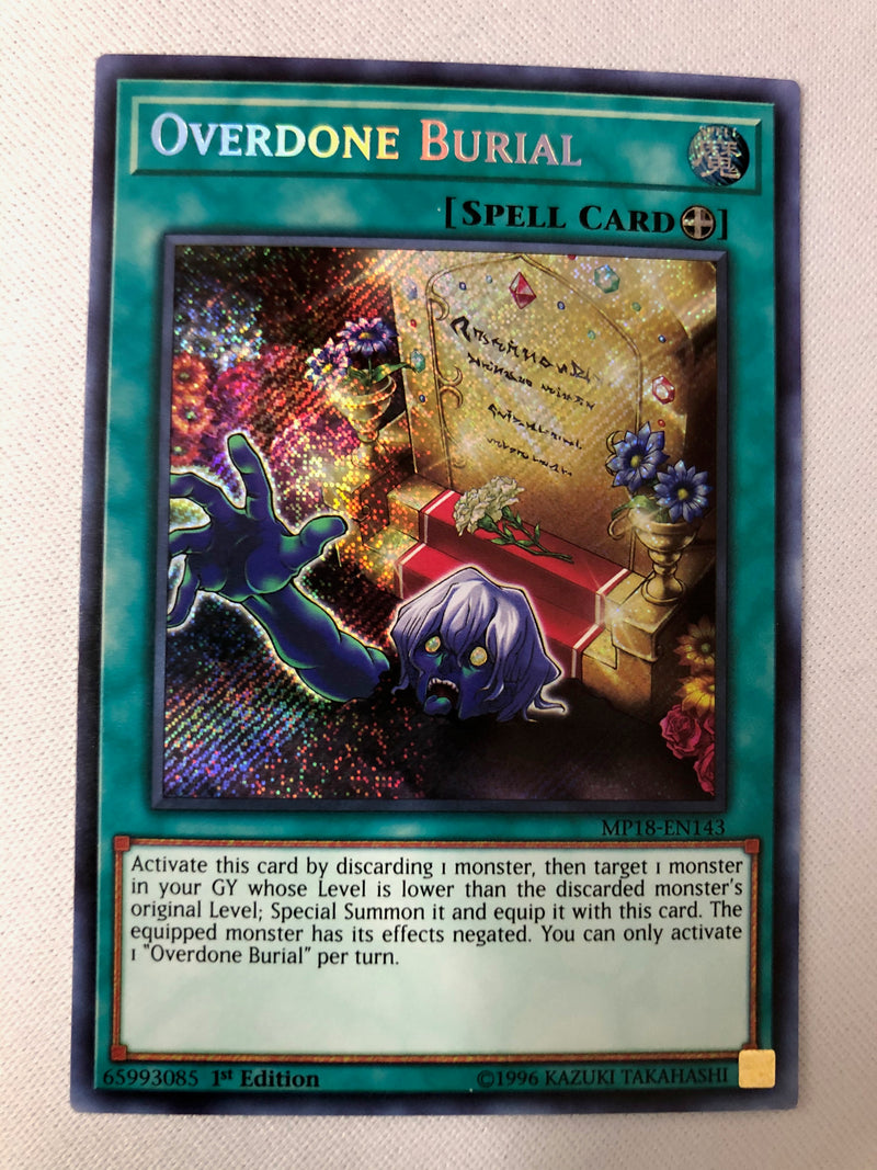 Yugioh Overdone Burial MP18-EN143 Secret Rare 1st Edition Near Mint