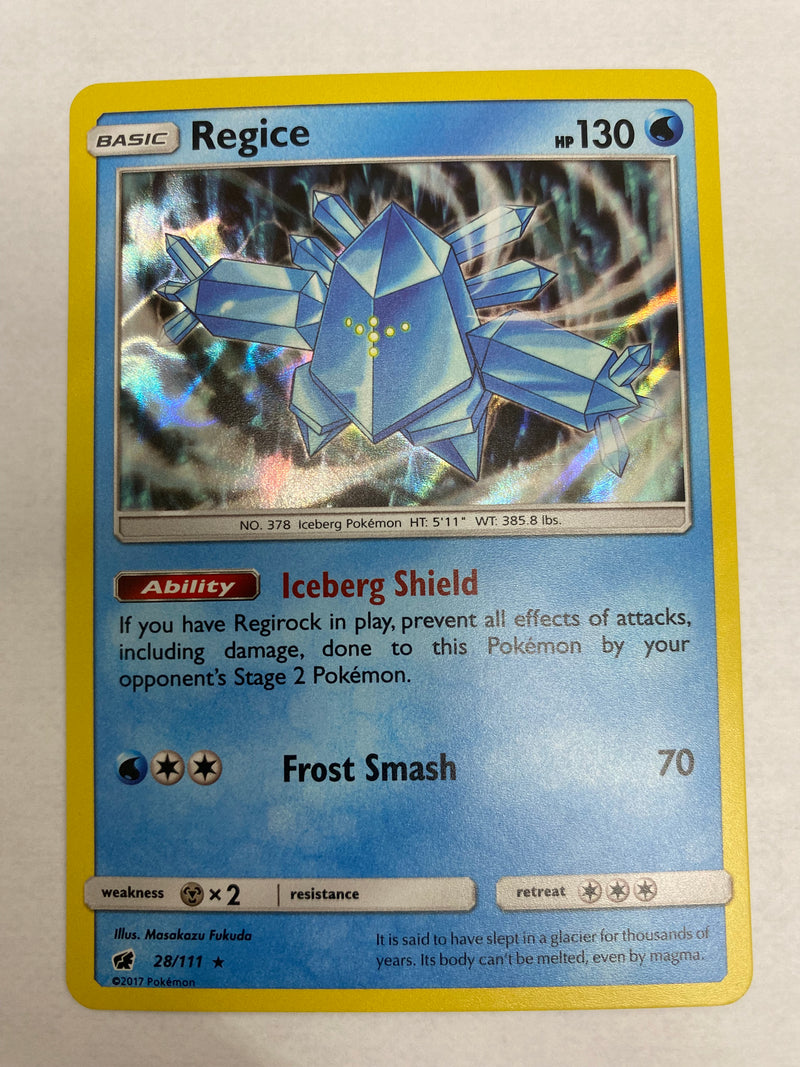 Regice 28/111 Sun &amp; Moon: Crimson Invasion Holo Rare Pokemon Card NM