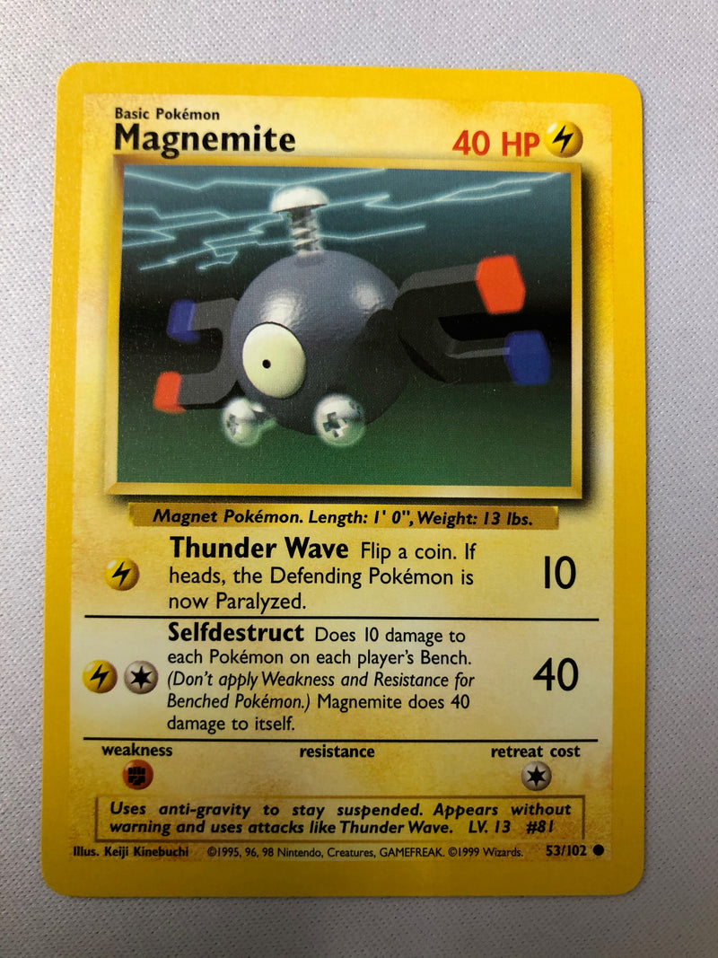 Magnemite 53/102 Base Set Common Pokemon Card Near Mint