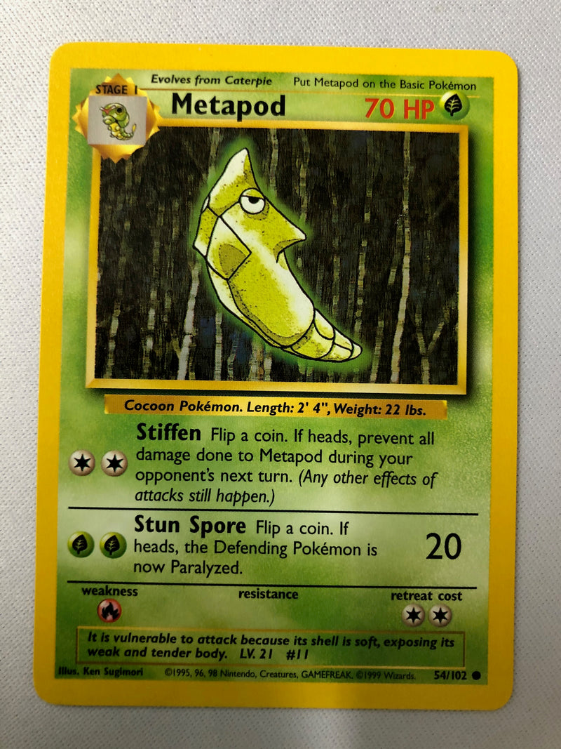 Metapod 54/102 Base Set Pokemon Card NM