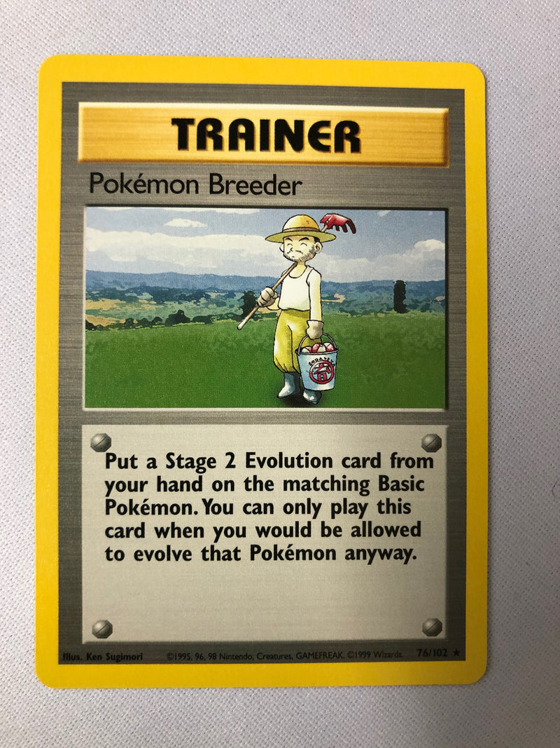 Pokemon Breeder 76/102 Base Set Rare Pokemon Card Near Mint