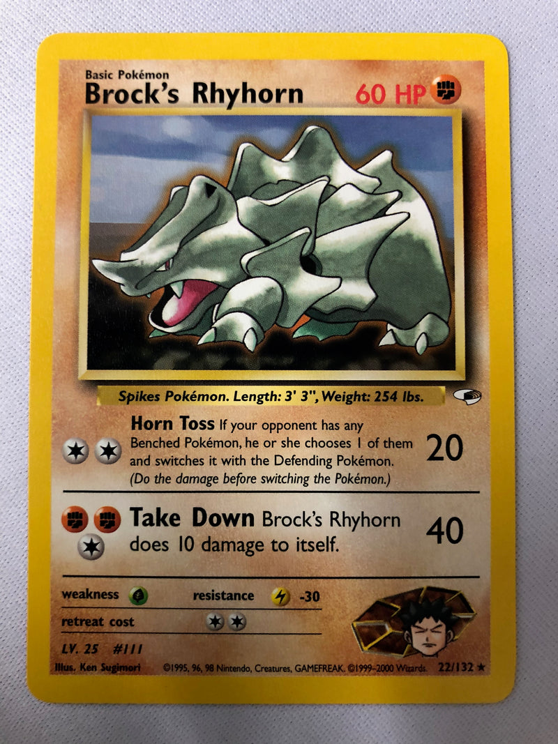 Brock's Rhyhorn22/132 Gym Heroes Rare Pokemon Card NM