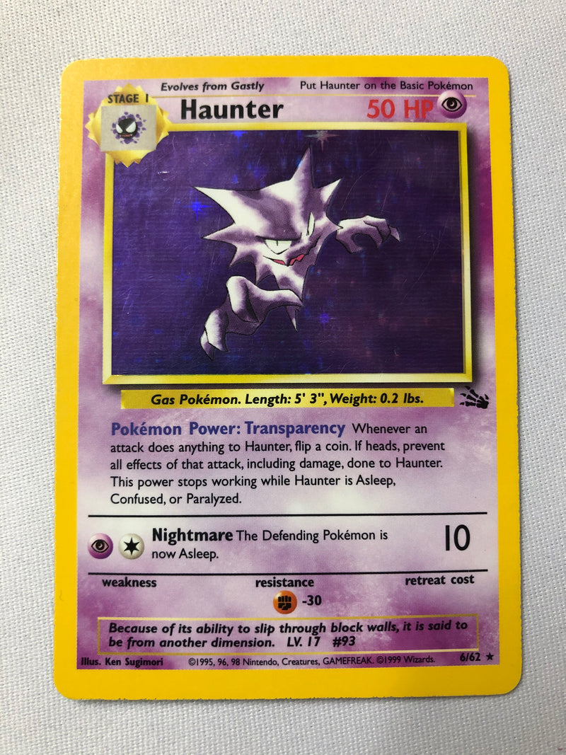 Haunter 6/62 Fossil Set Holo Rare Pokemon Card Near Mint/Excellent