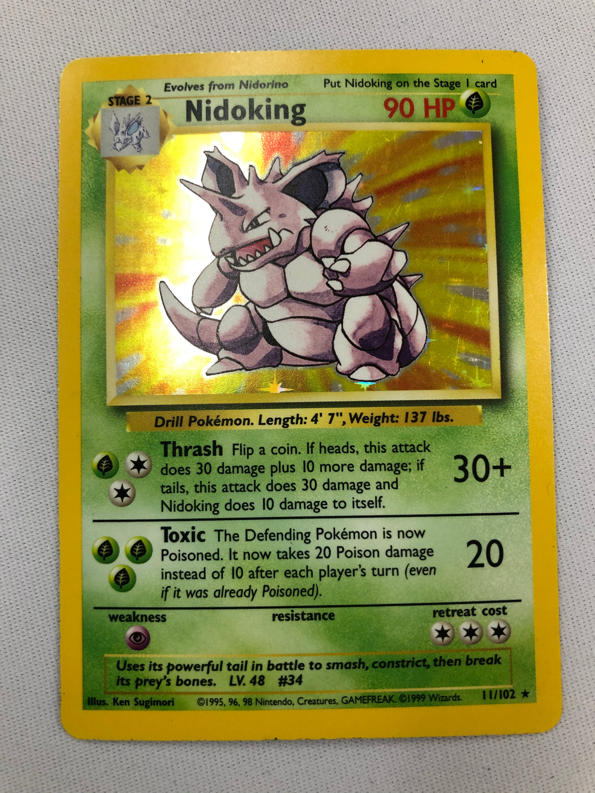 nidoking break pokemon card value Nidoking 11/102 Holo Rare Base Set Pokemon Card Near Mint/Excellent