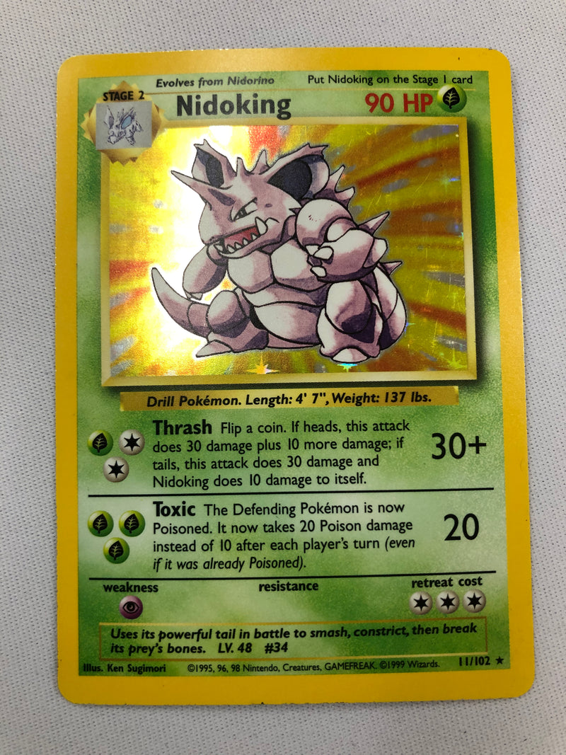 Nidoking 11/102 Holo Rare Base Set Pokemon Card Near Mint/Excellent Nidoking 11/102 Holo Rare Base Set Pokemon Card Near Mint/Excellent