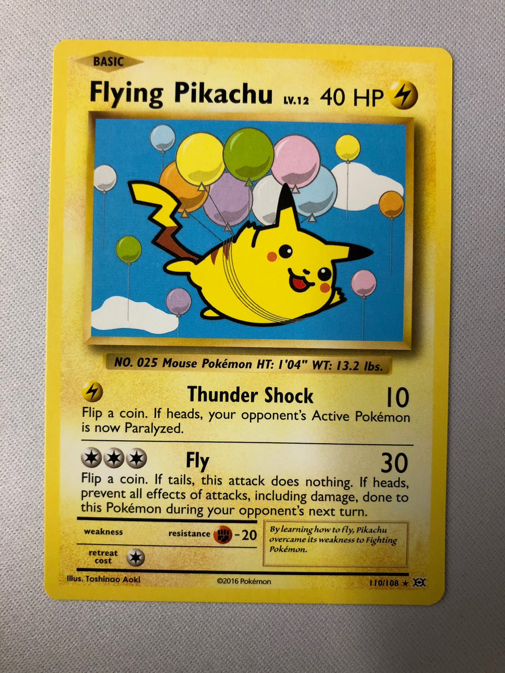 Flying Pikachu 110/108 Evolutions Secret Rare Pokemon Card NM Flying Pikachu 110/108 Evolutions Secret Rare Pokemon Card NM