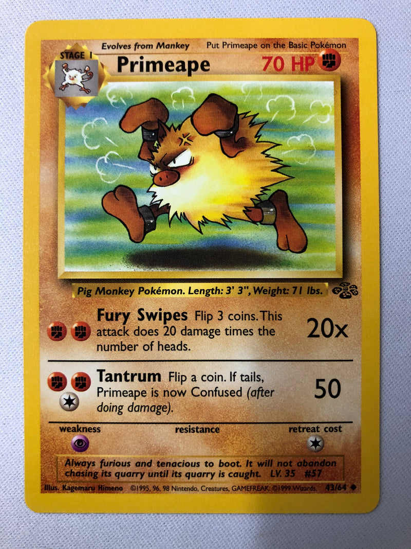 Primeape 43/64 Jungle Set Pokemon Card Near Mint