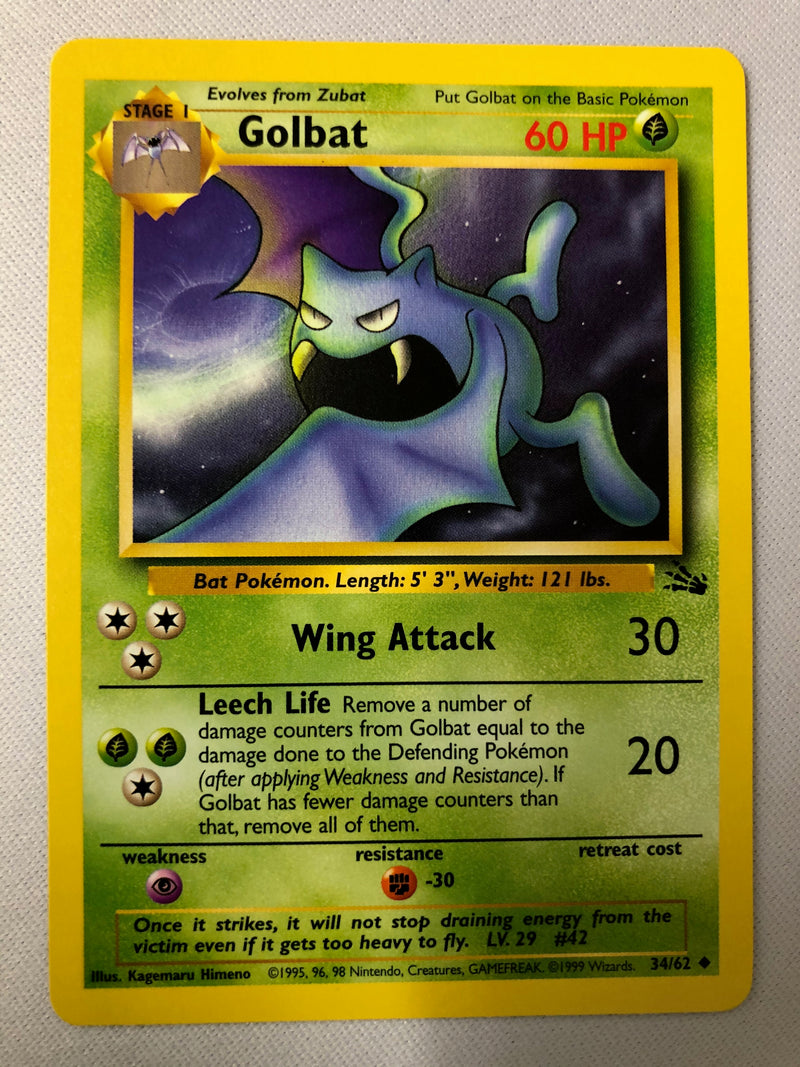 Golbat 34/62 Fossil Set Uncommon Pokemon Card NM