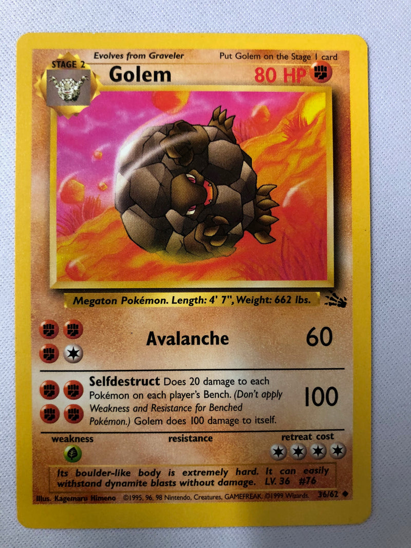 Golem 36/62 Fossil Set Uncommon Pokemon Card NM