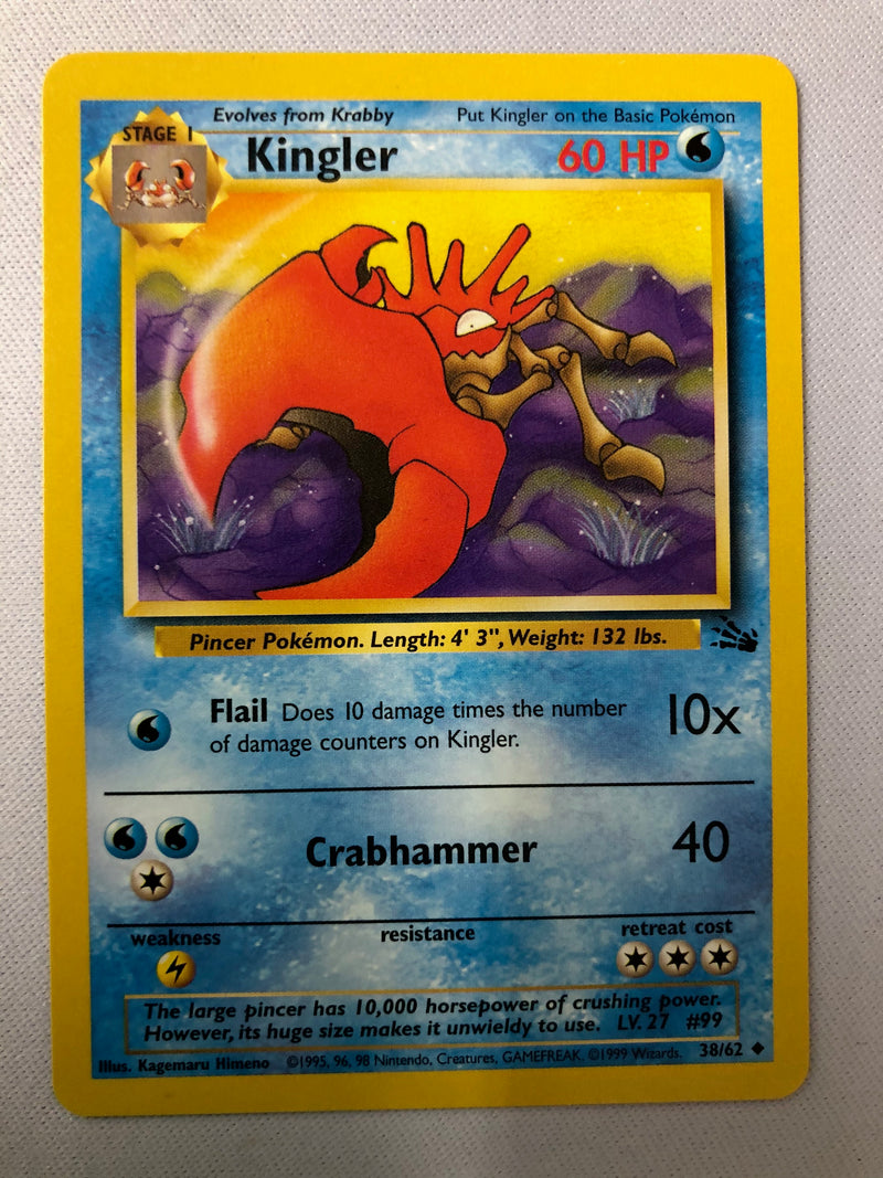 Kingler 38/62 Fossil Set uncommon Pokemon Card NM