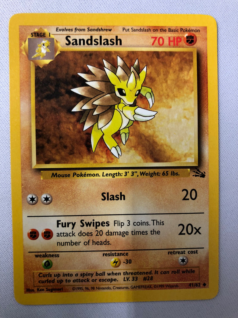 Sandslash 41/62 Fossil Set Uncommon Pokemon Card Near Mint