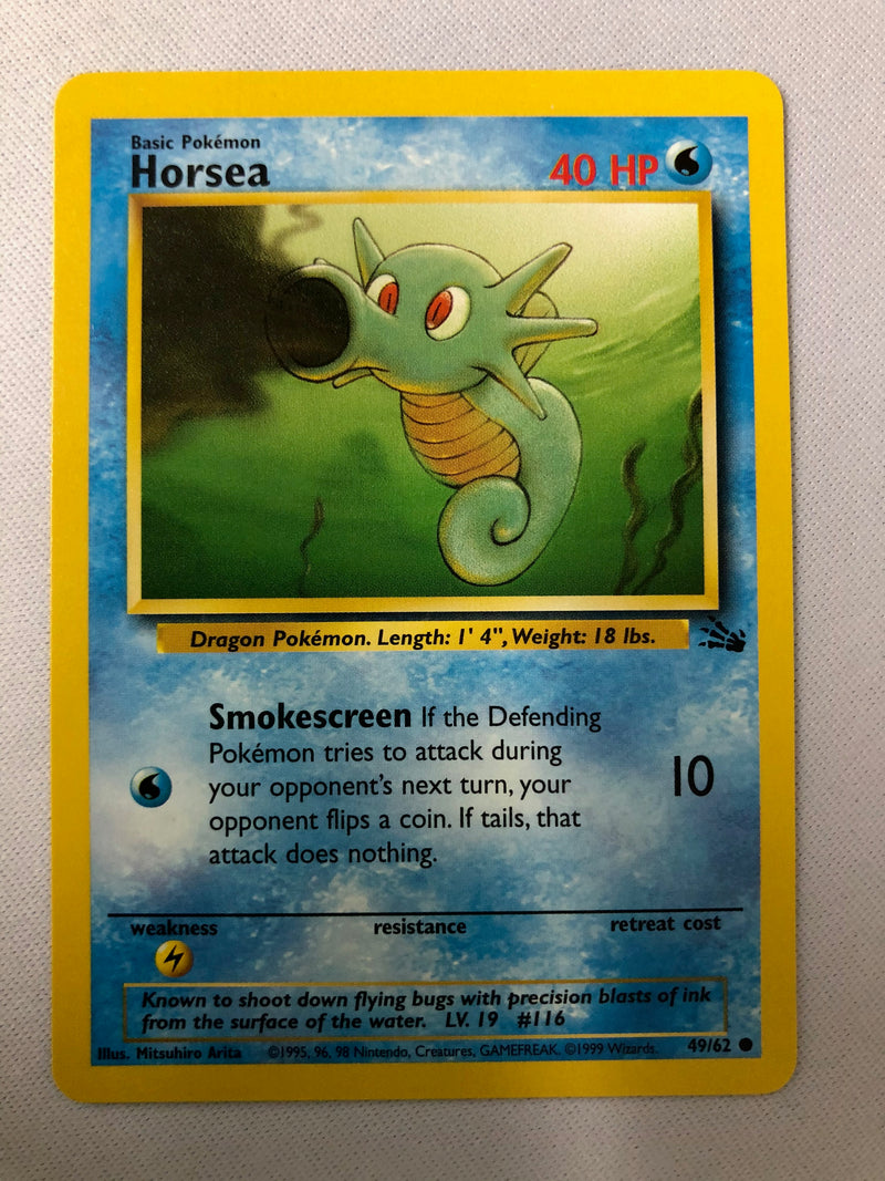 Horsea 49/62 Fossil Set Common Pokemon Card Near Mint