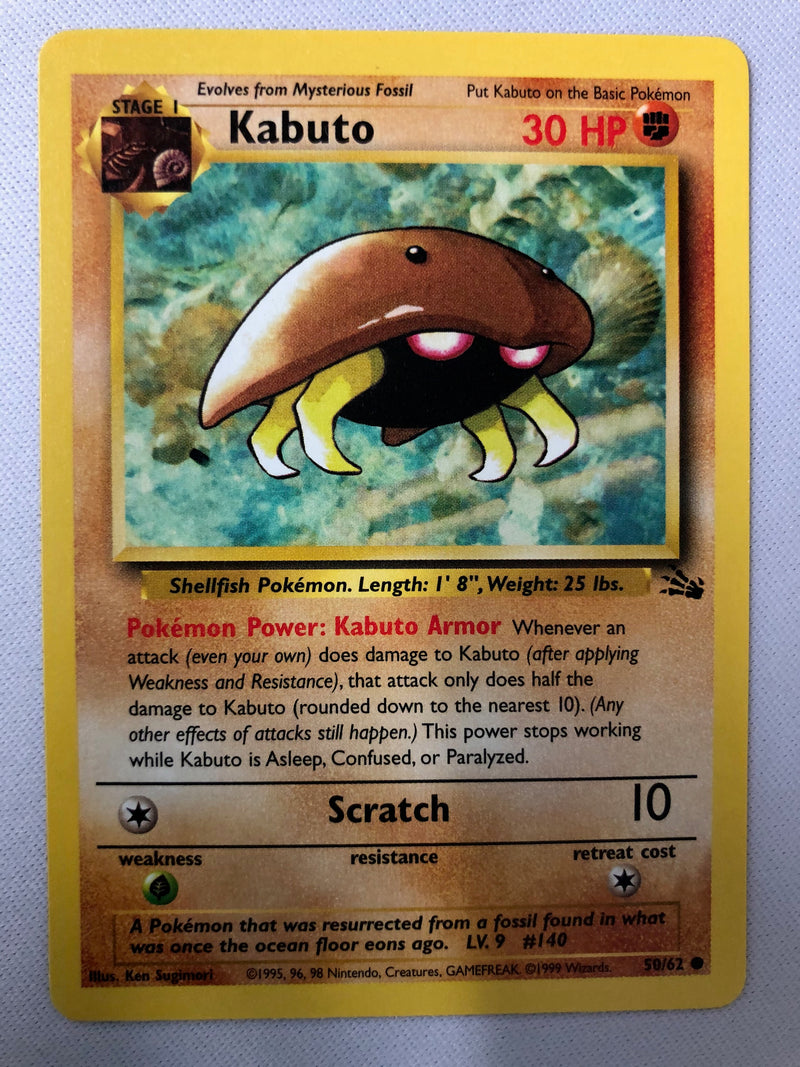Kabuto 50/62 Fossil Set Common Pokemon Card Near Mint