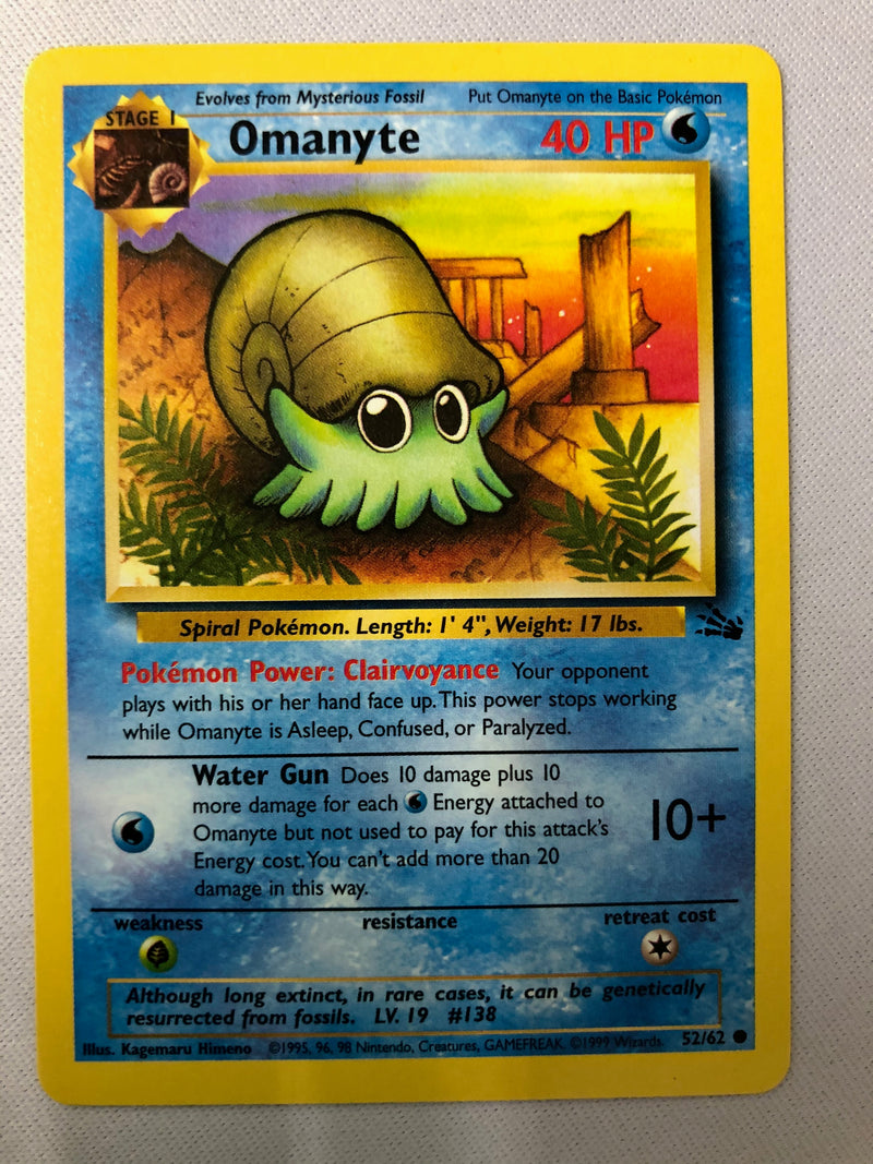 Omanyte 52/62 Fossil Set Common Pokemon Card Near Mint