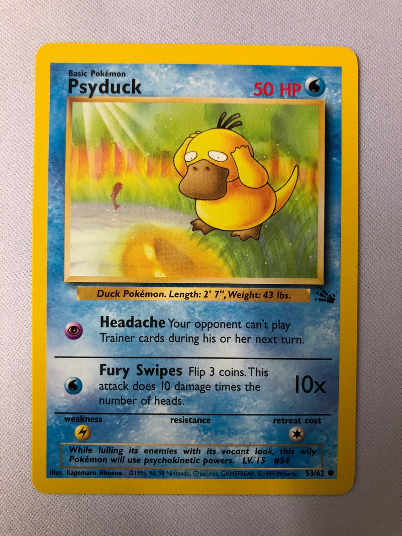 Psyduck 53/62 Fossil Set Common Pokemon Card Near Mint