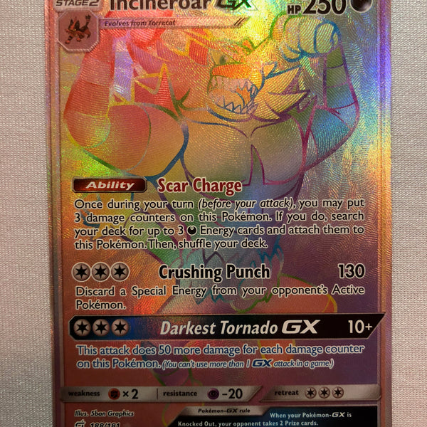 Incineroar GX 188/181 Sun & Moon Team Up Secret Rare Holo Pokemon Card