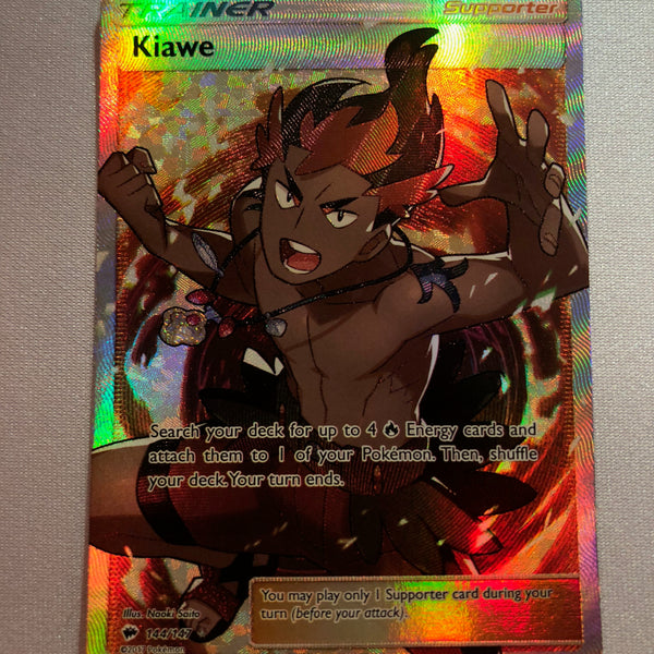 kiawe pokemon card full art Kiawe 144/147 Burning Shadows Full Art Holo Pokemon Card Near Mint