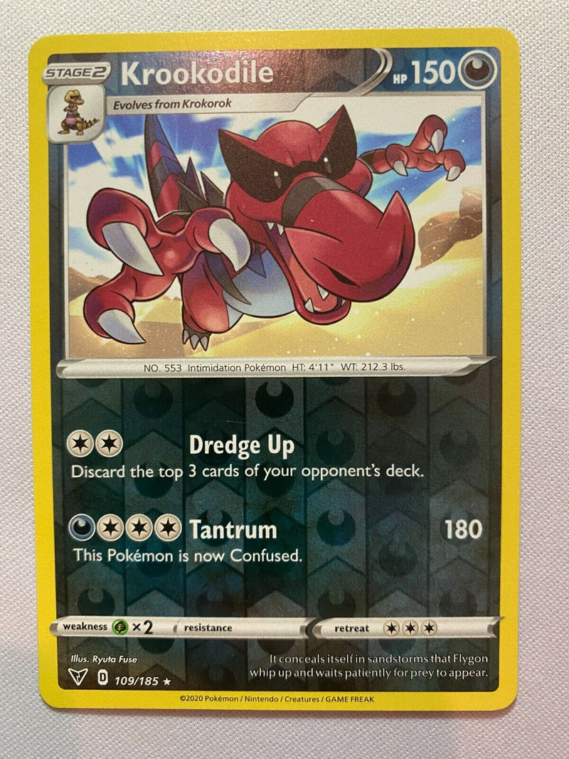 Krookodile 109/185 Reverse Holo Vivid Voltage Pokemon Card Near Mint Krookodile 109/185 Reverse Holo Vivid Voltage Pokemon Card Near Mint