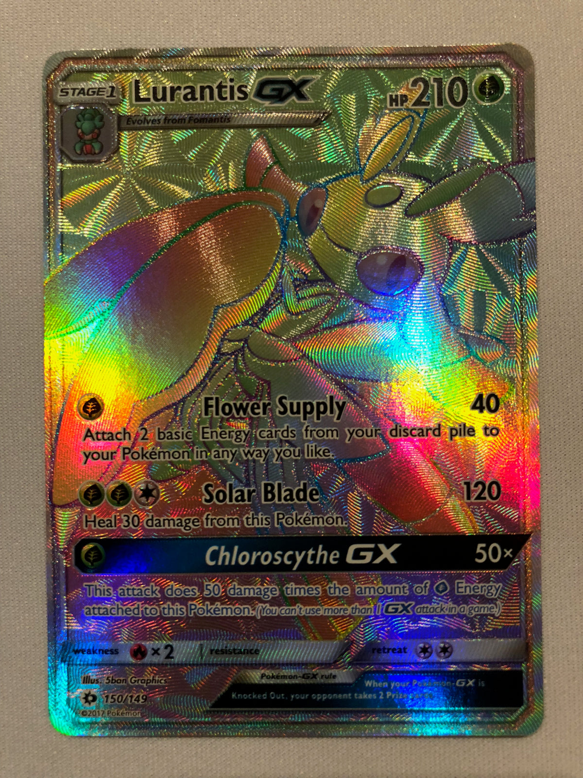 Lurantis GX 150/149 Hyper Rare Sun & Moon Base Set Pokemon Card Near M
