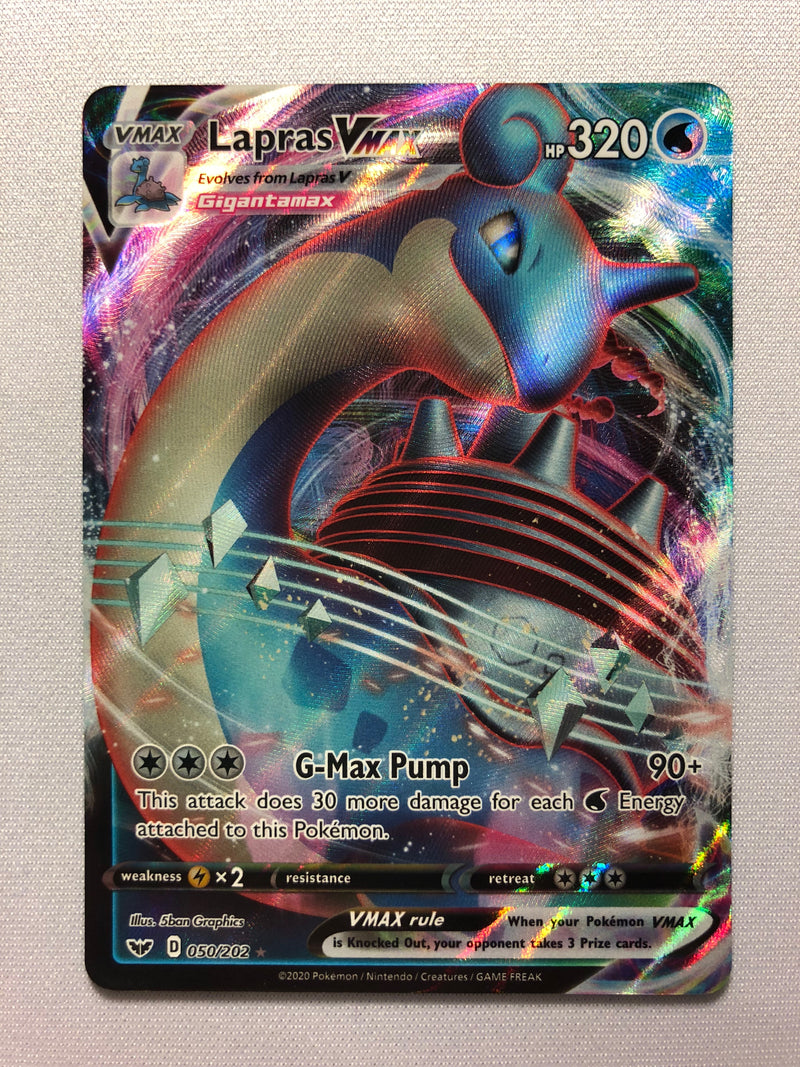 Lapras VMAX 050/202 Sword & Shield Ultra Rare Holo Pokemon Card Near M Lapras VMAX 050/202 Sword & Shield Ultra Rare Holo Pokemon Card Near M