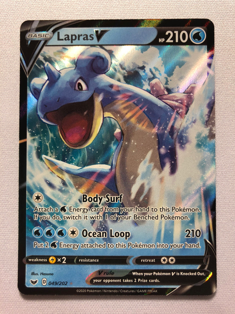Lapras V 049/202 Sword & Shield Base Set Holo Ultra Rare Pokemon Card Lapras V 049/202 Sword & Shield Base Set Holo Ultra Rare Pokemon Card