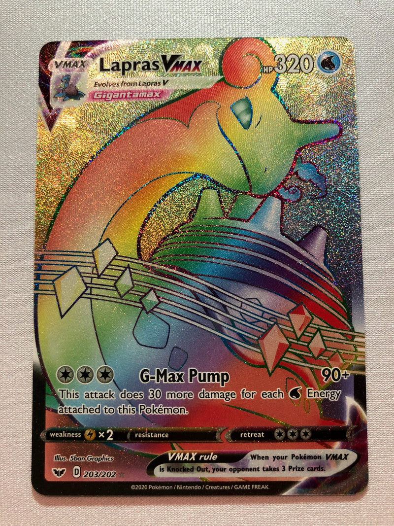 Lapras Vmax 203/202 Full Art Secret Rare Pokemon Card Near Mint
