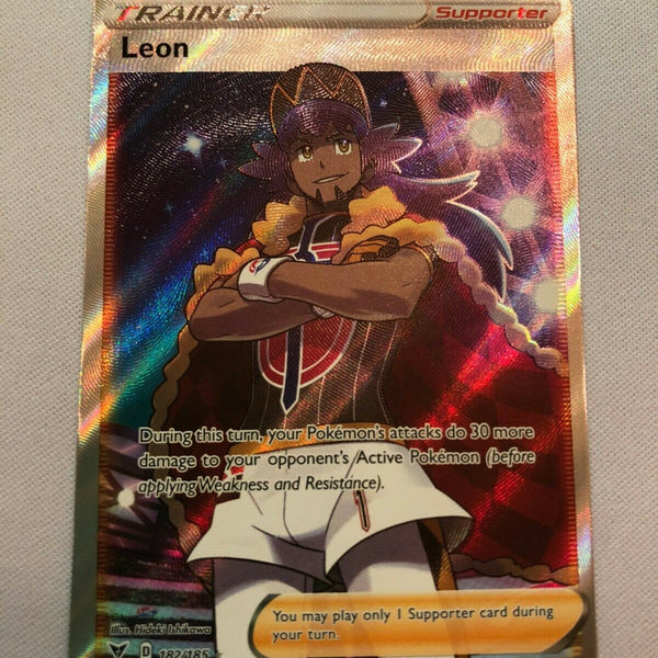 leon pokemon card full art Leon 182/185 Full Art Trainer Ultra Rare Vivid Voltage Pokemon Card Ne