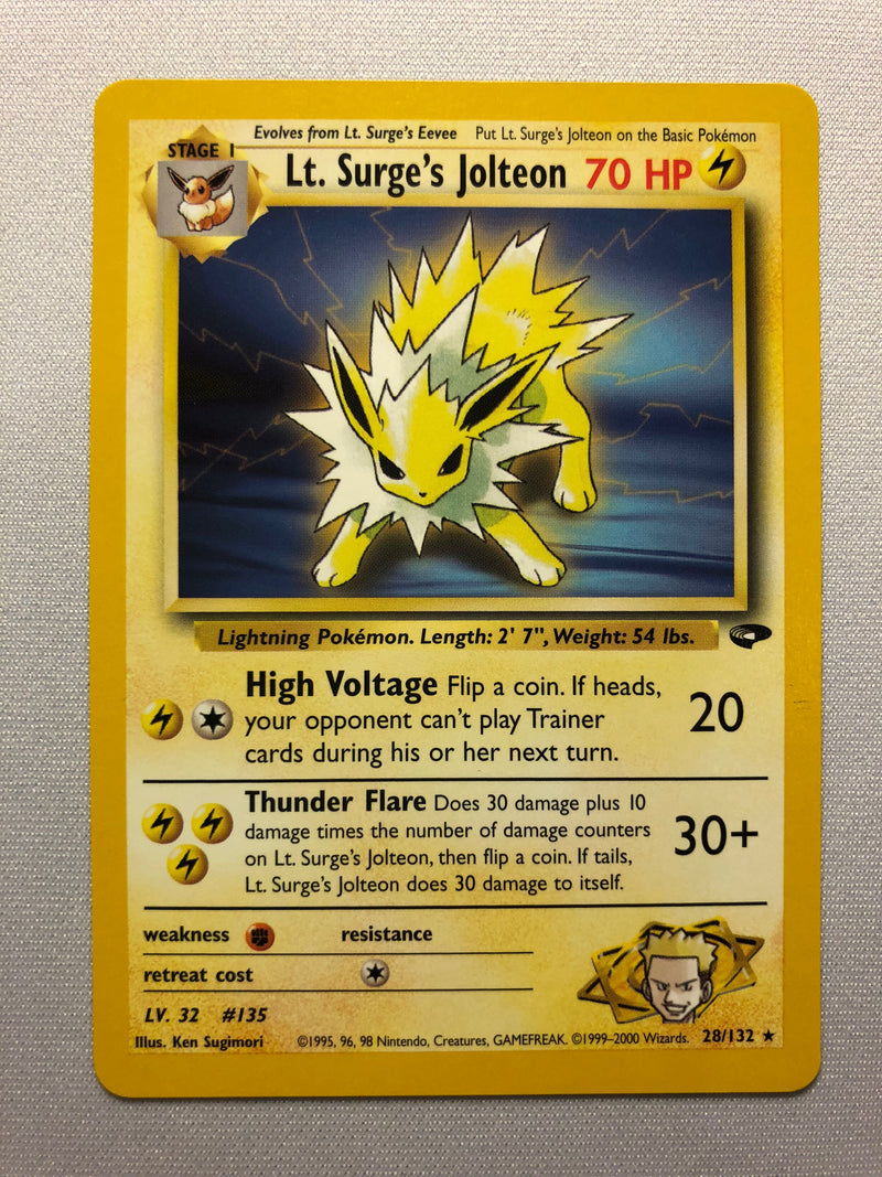 Lt. Surge's Jolteon 28/132 Non-Holo Rare Gym Challenge Pokemon Card Near Mint