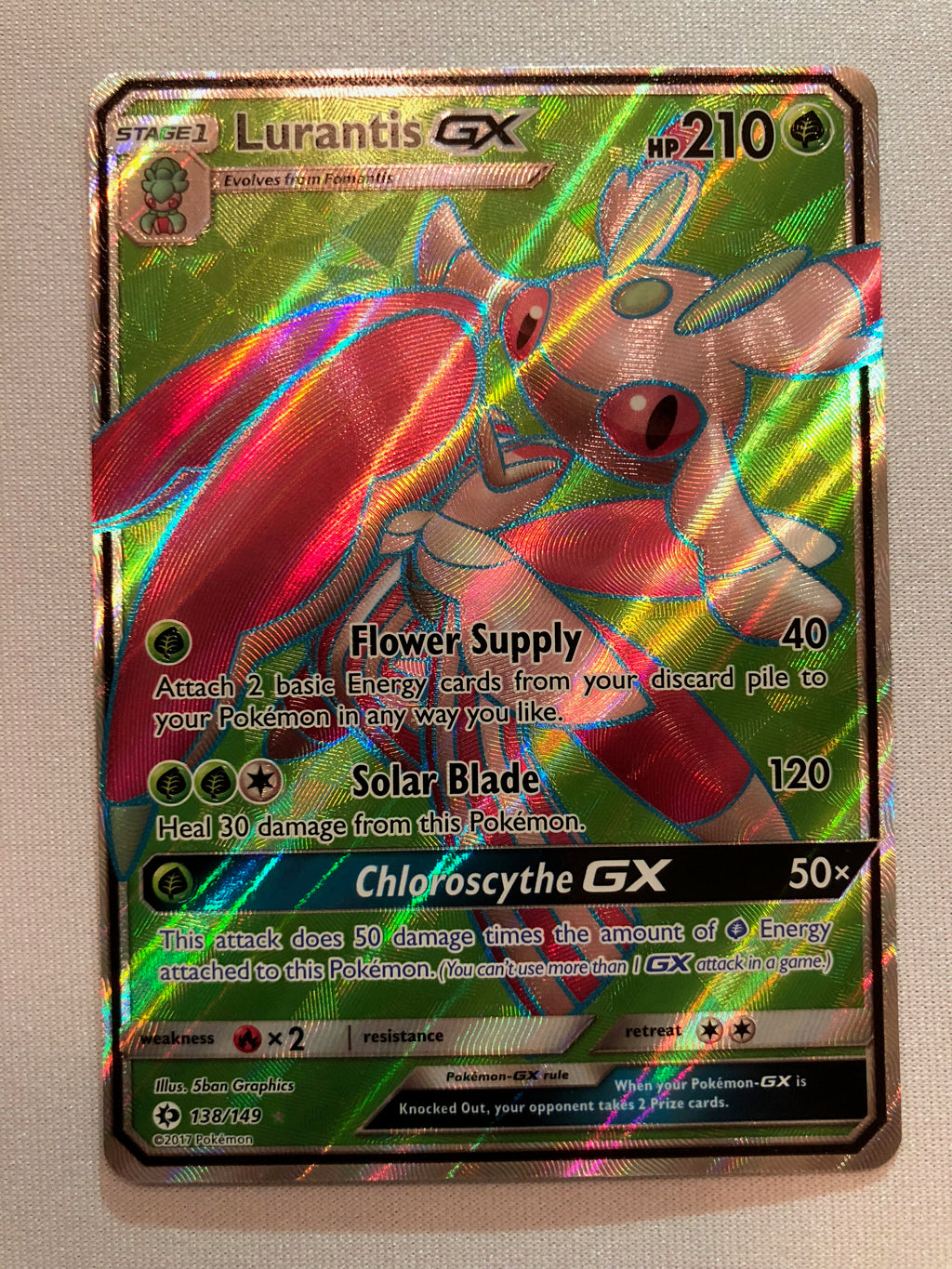 Lurantis GX 138/149 Sun& Moon Full Art Holo Ultra Rare Pokemon Card Ne Lurantis GX 138/149 Sun& Moon Full Art Holo Ultra Rare Pokemon Card Ne