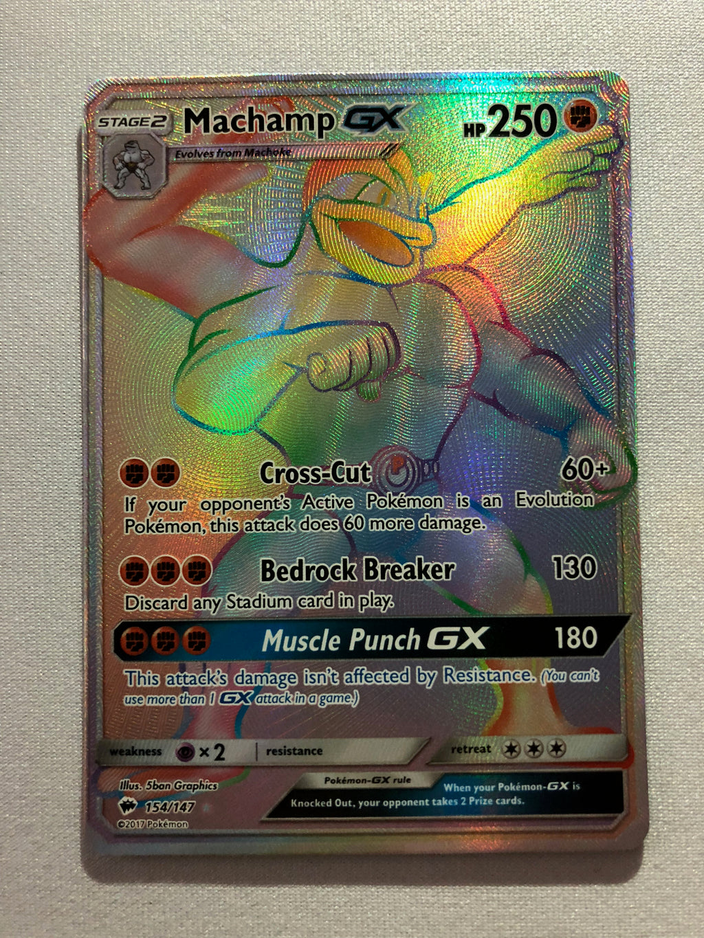 Machamp GX 154/147 Secret Rare Burning Shadows Pokemon Card Near Mint Machamp GX 154/147 Secret Rare Burning Shadows Pokemon Card Near Mint