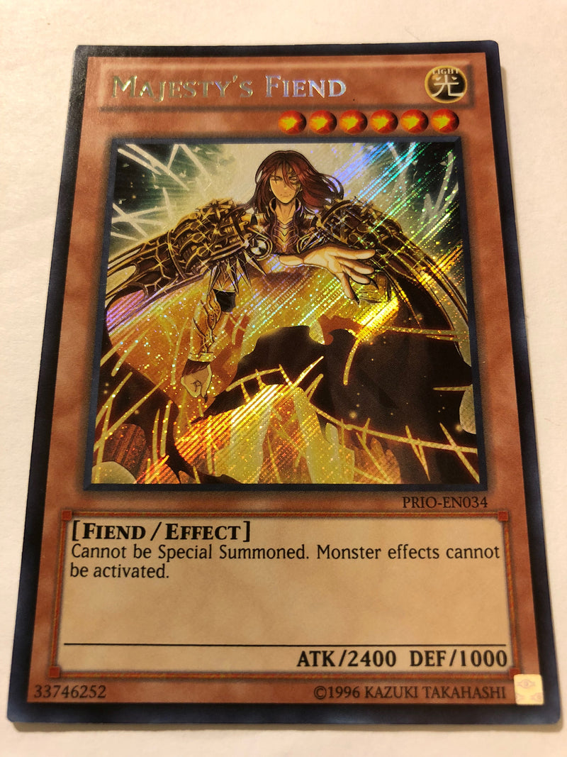 Yugioh Majesty's Fiend PRIO-EN034 Unlimited Edition Secret Rare Near Mint