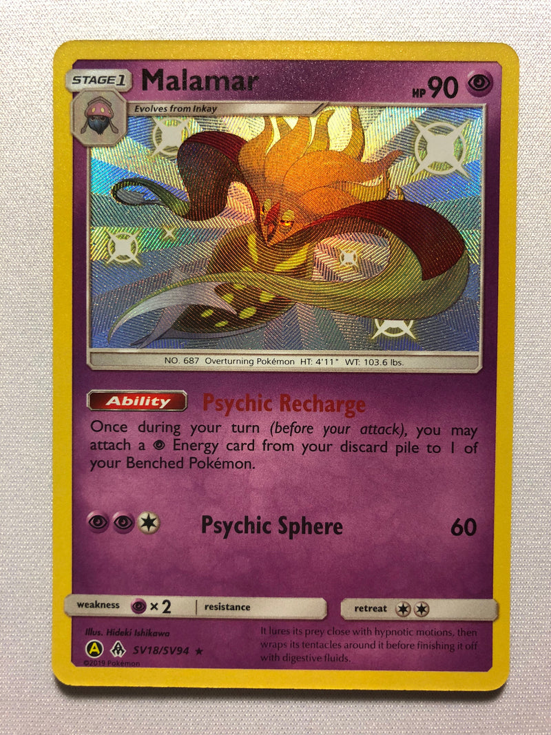 Malamar SV18/SV94 Shiny Holo Rare Hidden Fates Pokemon Card Near Mint