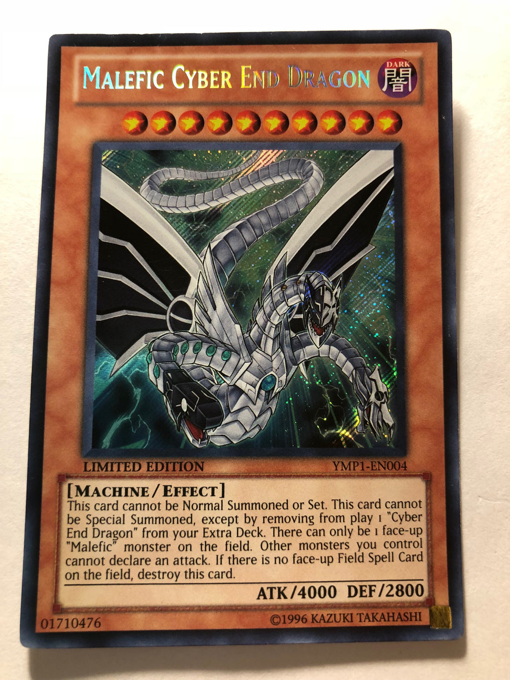 Yugioh Malefic Cyber End Dragon YMP1-EN004 Secret Rare Limited Edition Yugioh Malefic Cyber End Dragon YMP1-EN004 Secret Rare Limited Edition